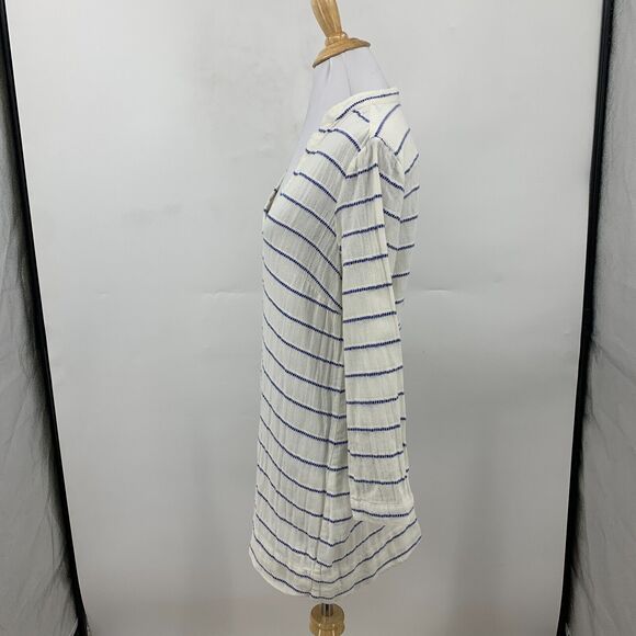 J Crew Striped Tunic Shirt Womens XS Extra Small Low Cut V Neck 3/4 Sleeves Top - Picture 4 of 11